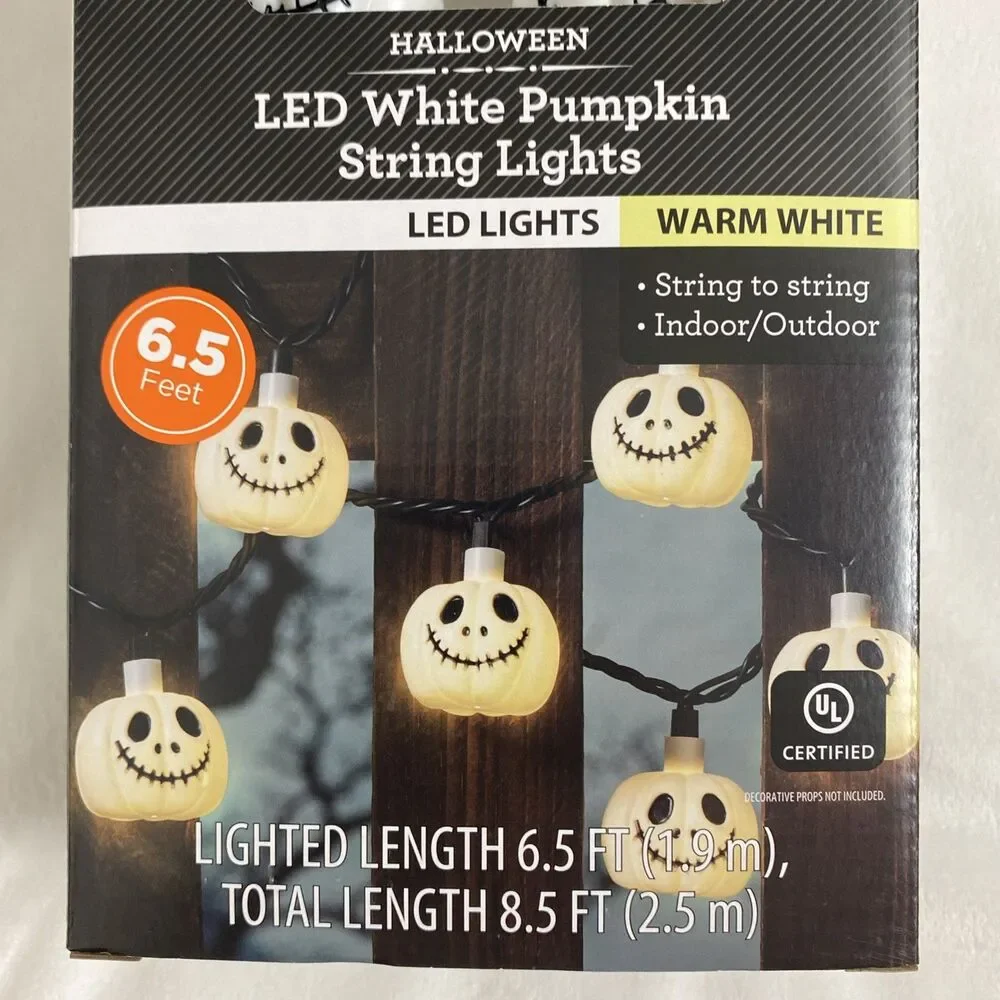Halloween Led String Lights White Pumpkin Outdoor Indoor Home Decor